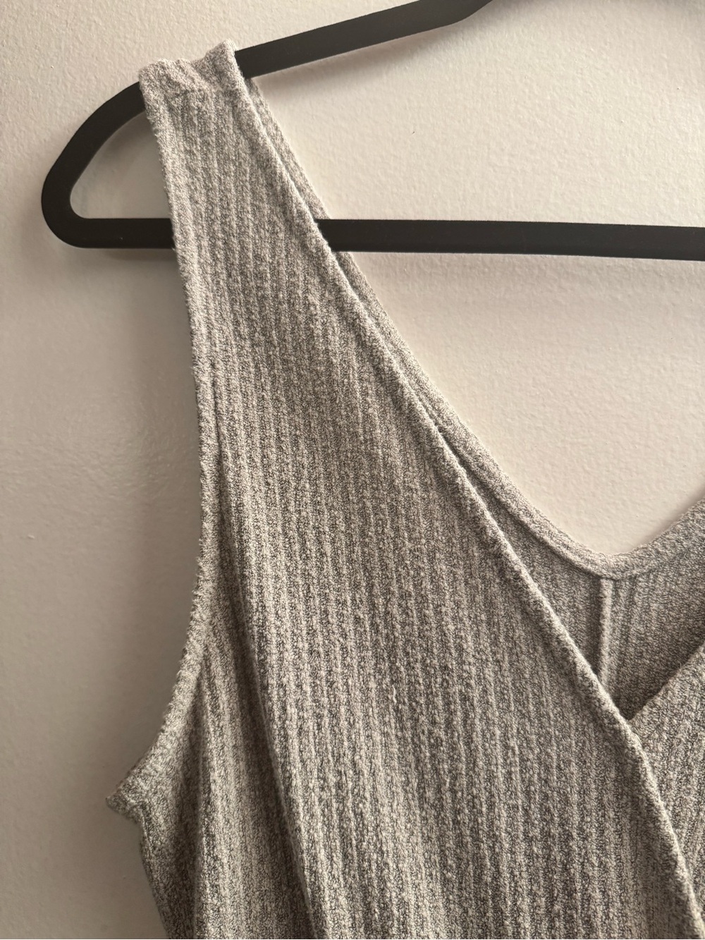 Sleeveless Wrap Knit Romper in Light Gray - Picture 4 of 14